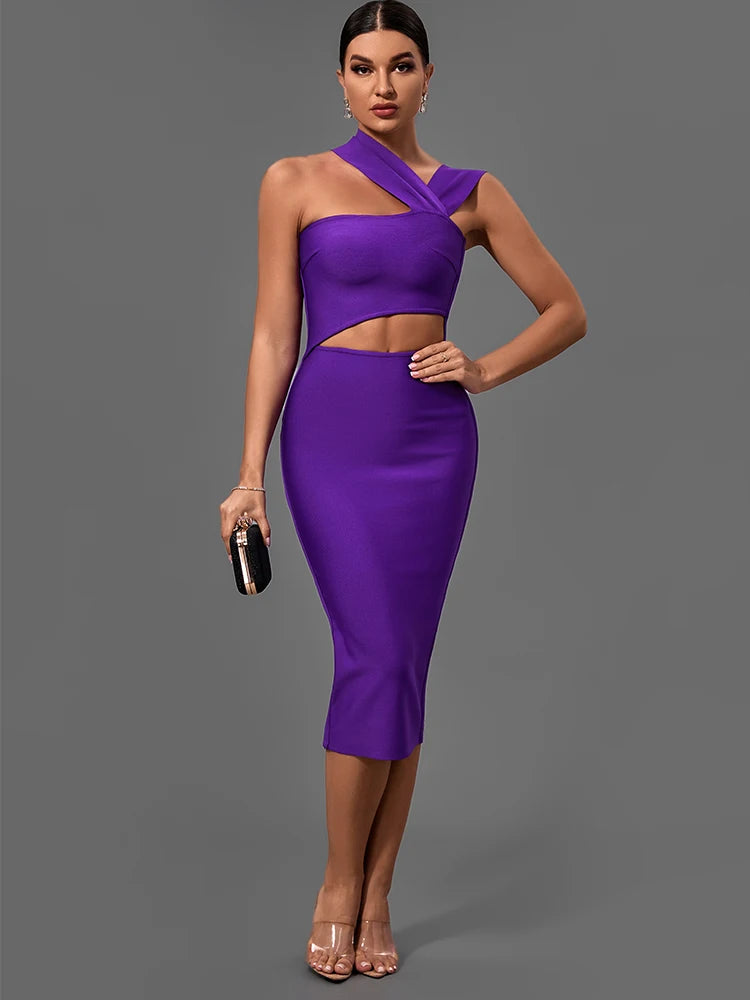 Bandage Dresses for Women Purple Bodycon Dress Evening Party Elegant.
