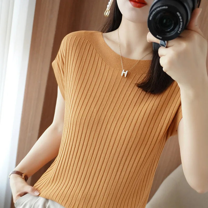 Spring Summer T-shirt Women Short Sleeves Slim.