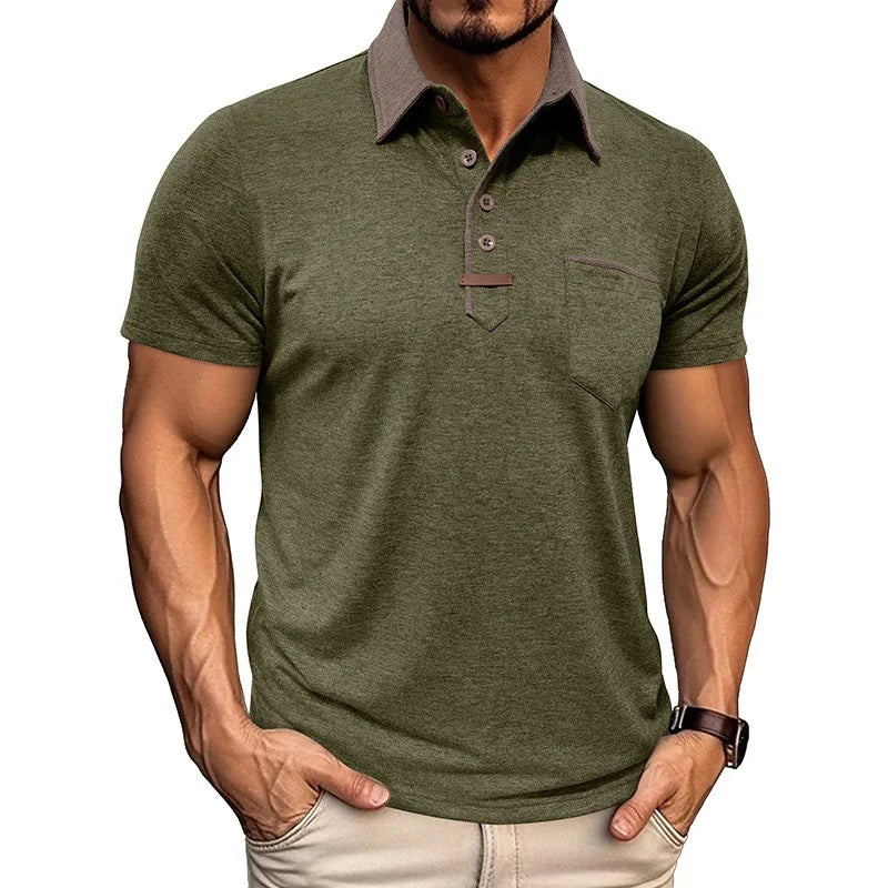 Man Polo Shirts Summer European and American Men's Short-sleeved Lapel T-shirt.