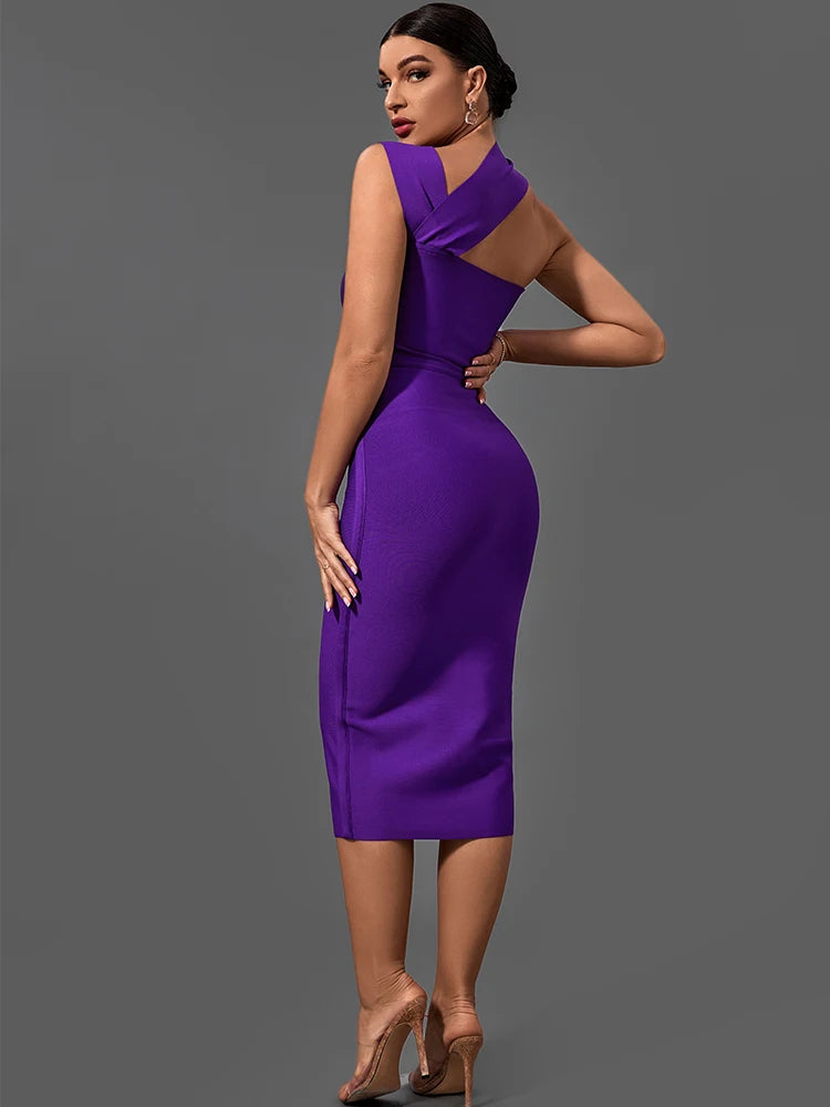 Bandage Dresses for Women Purple Bodycon Dress Evening Party Elegant.
