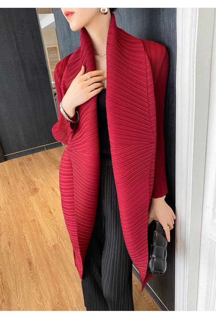 Miyake Pleated Women's Long Jacket.