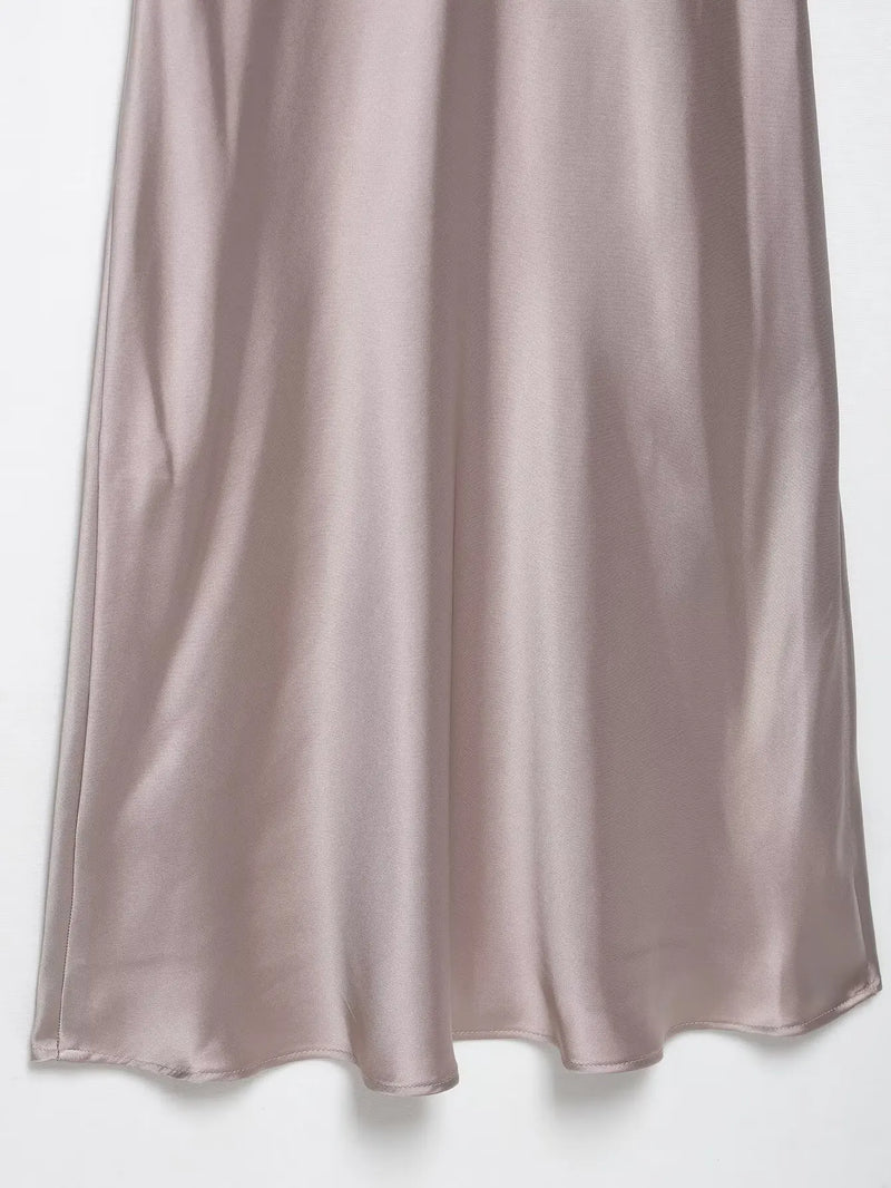 Women’s Sexy V Neck Satin Long Dress.