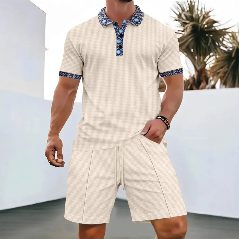 Men Europe and the United States new summer Waffle solid color.