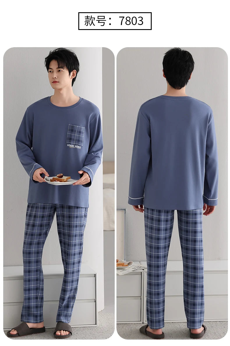 Smart Casual Boys Big Pajamas Set Autumn Winter.