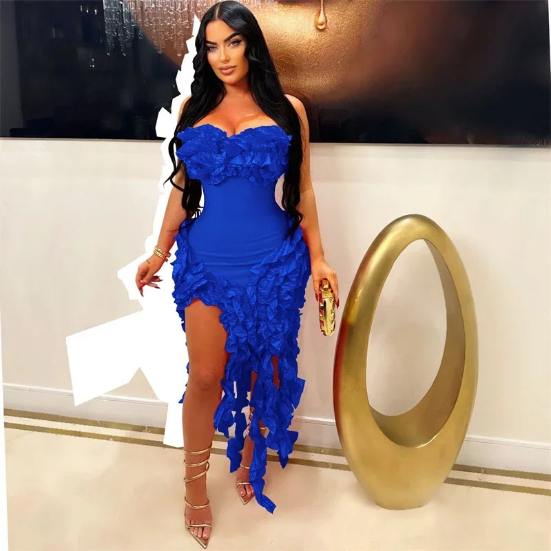 Elegant Ruffles Tassel Birthday Dress for Women.