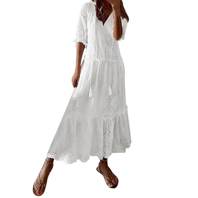 Summer Cotton White Dress for Women.