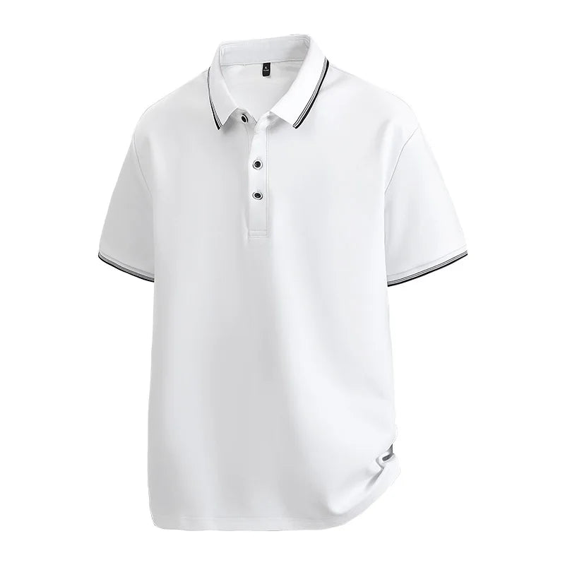 Summer Cotton Breathable Short Sleeve Collar Business Shirt Golf Man.