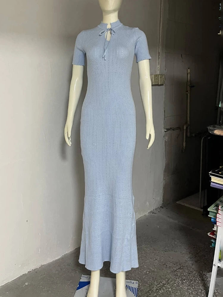 Elegant Sweater Dress Summer High Waist Woman Dress.