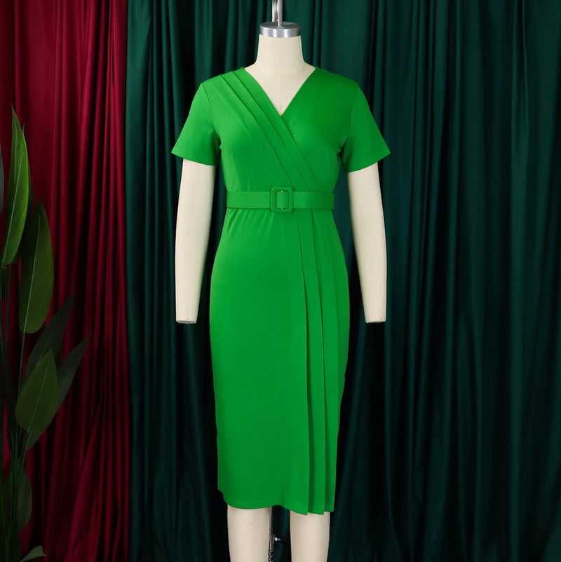 Classy Official Dresses for Ladies Elegant Bodycon Dress Short Sleeve.