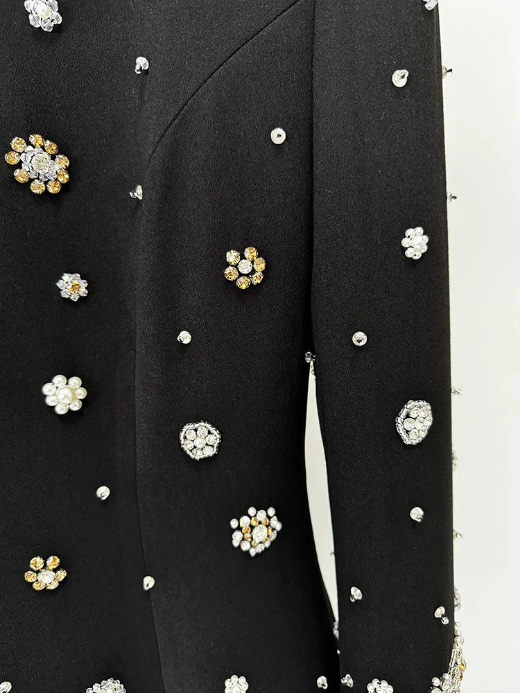 Women's Formal Long Sleeve Luxurious Beaded Long Maxi Dress.