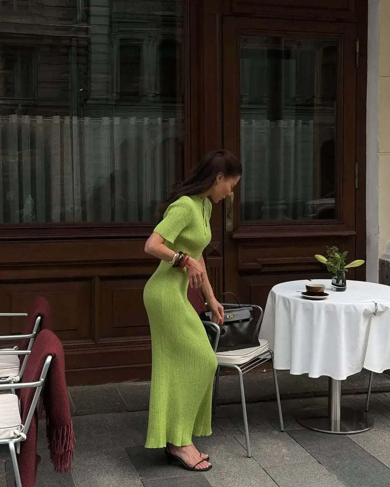 Elegant Sweater Dress Summer High Waist Woman Dress.