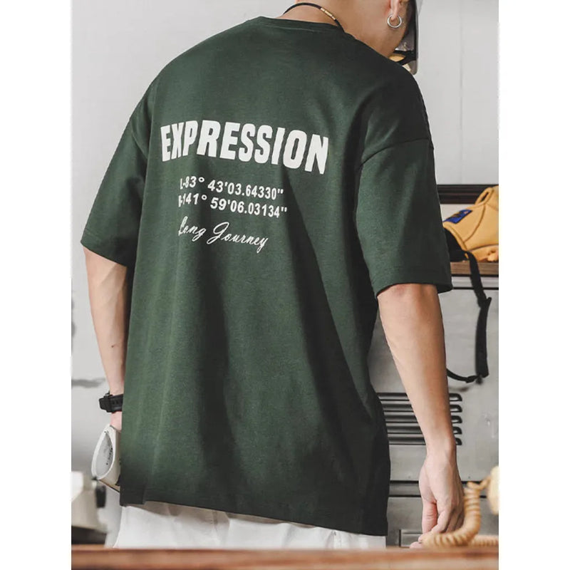 Summer Men's Oversized Letter Print Short Sleeve T-shirt.