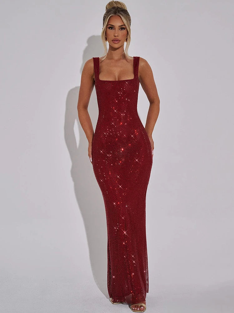 Mozision Sequins Backless Sexy Maxi Dress For Women.