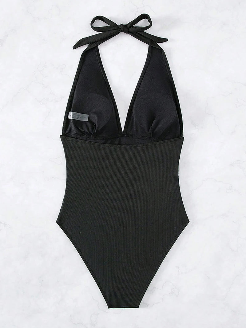 Sexy Deep V-Neck One Piece Swimsuit For Women.