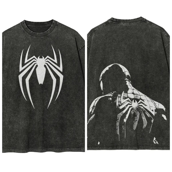 Marvel Spider-man Washed Retro Short Sleeve T-Shirt Casual Summer.