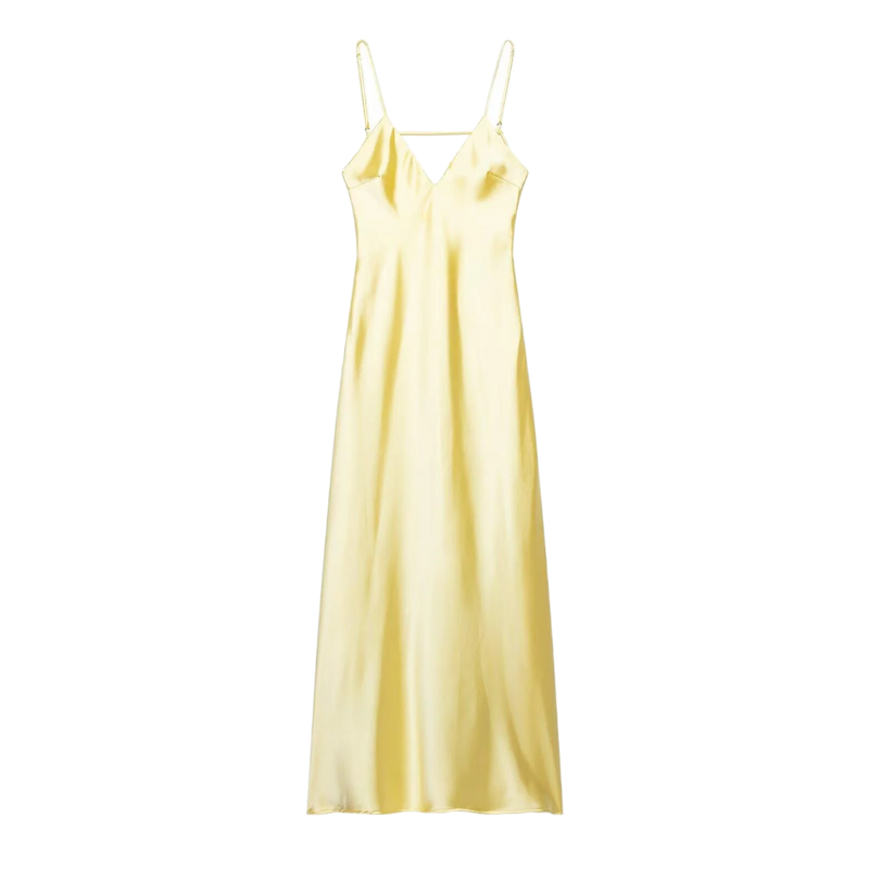 Sexy Chic Satin Women Party Dress V Neck Backless Long Eevning Club Dress.