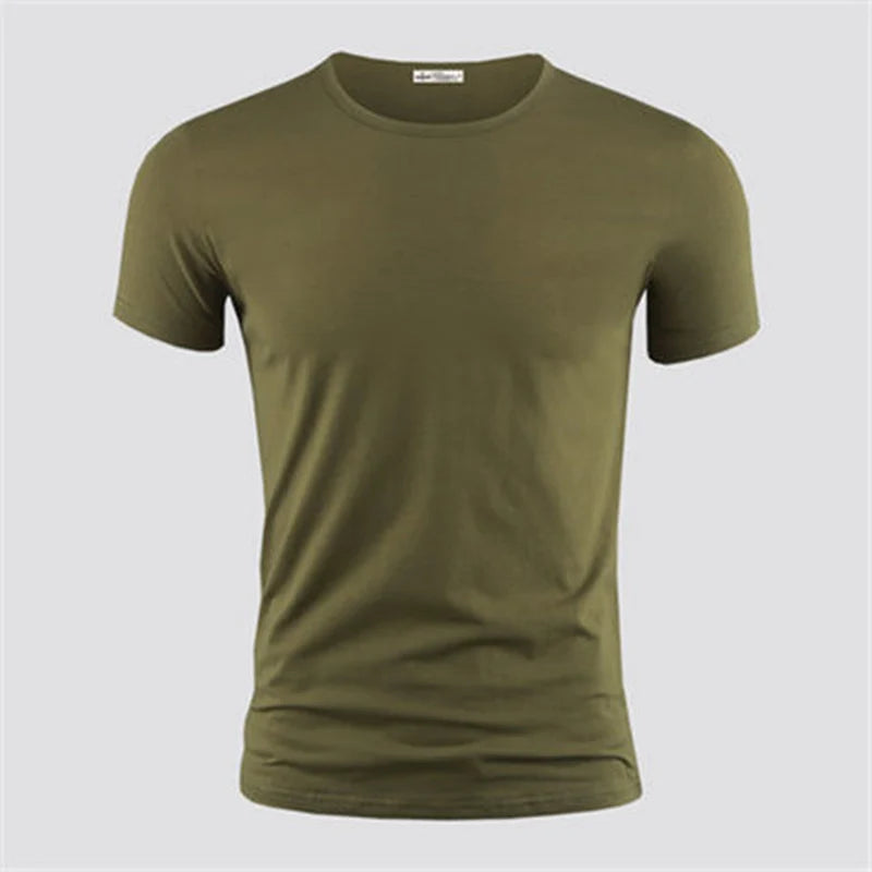 Men's T Shirt Pure Color V Collar Short Sleeved Tops Tees Men T-Shirt Black Tights.