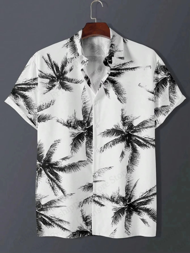 Summer Hawaiian Shirts Animal Palm Tree 3d Print Shirts Men.