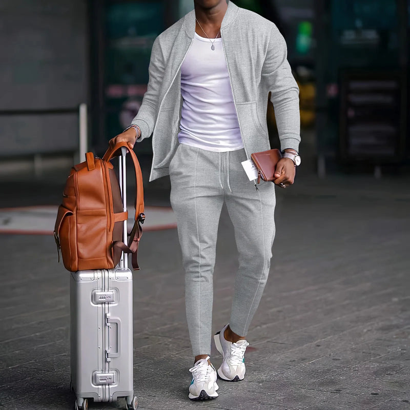 Autumnwinter men's casual blazer set new fashion Waffle baseball.