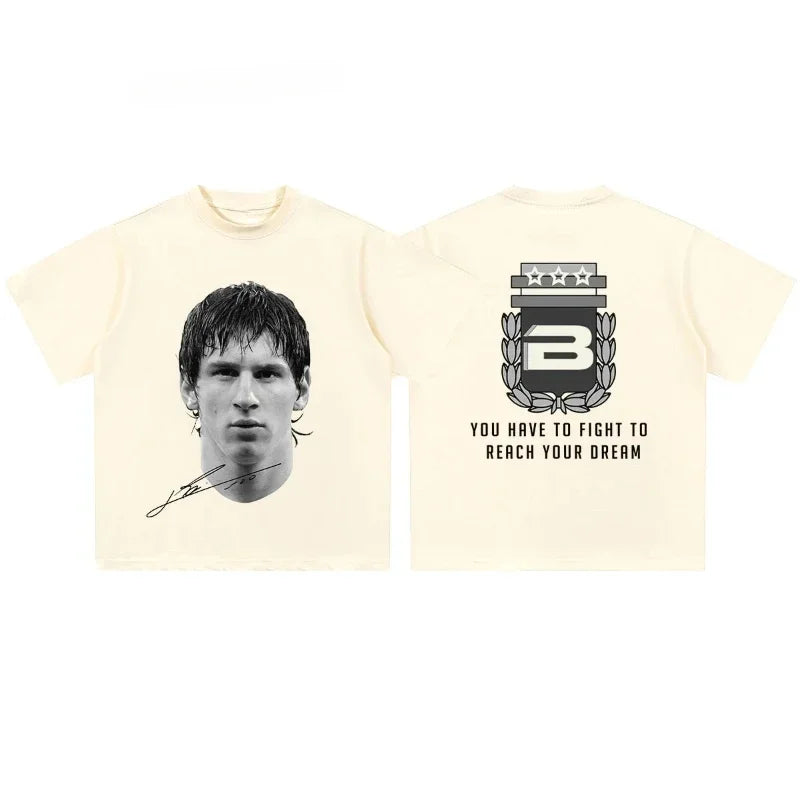 Cristiano Ronaldo Neymar Lionel Messi Football Superstar Portrait Printed Tee Men Women.
