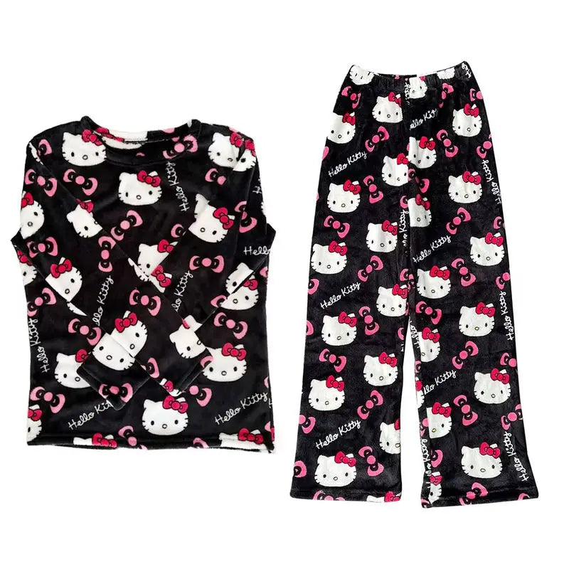 Women’s 2Pcs/Set Sanrio Hello Kitty Anime Pajamas Pants.