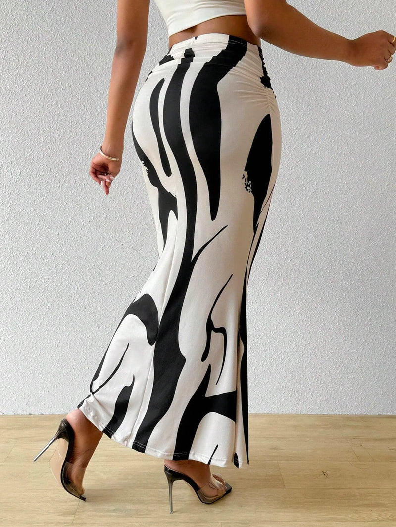 Women's Summer Printed Pleated Skirt.
