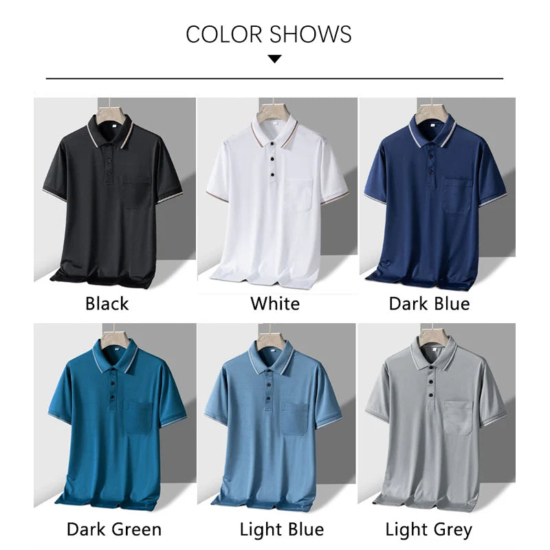 Polo Mens Tshirt for Dady Short Sleeve Turn Down Collar Business.