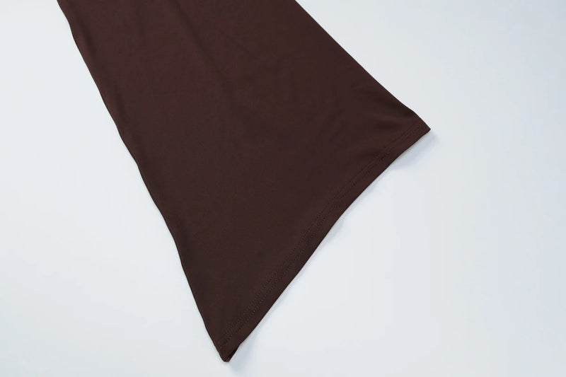Dulzura Autumn Fashion Elegant O-Neck Long Flare Sleeve Ruched Slim Fit Ribbon.