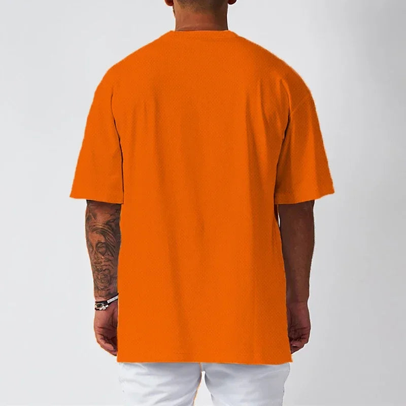 Summer Oversized Running T-shirts Mens Dropped Shoulder Half Sleeve Tee.