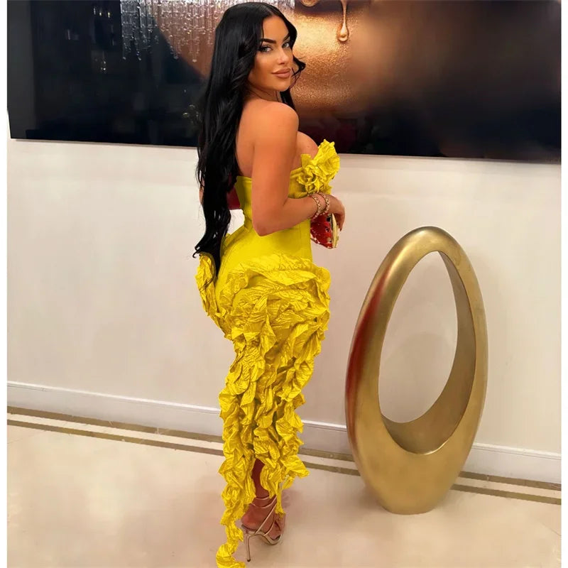 Elegant Ruffles Tassel Birthday Dress for Women.