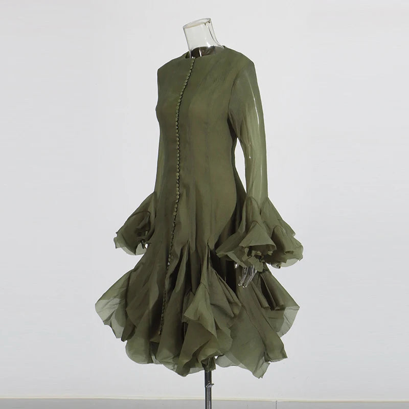 Women's Dress Irregular Pleated Patchwork Fashion.