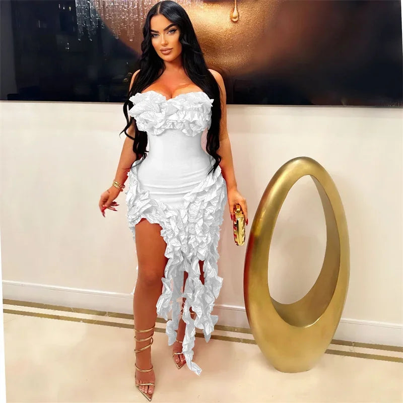 Elegant Ruffles Tassel Birthday Dress for Women.