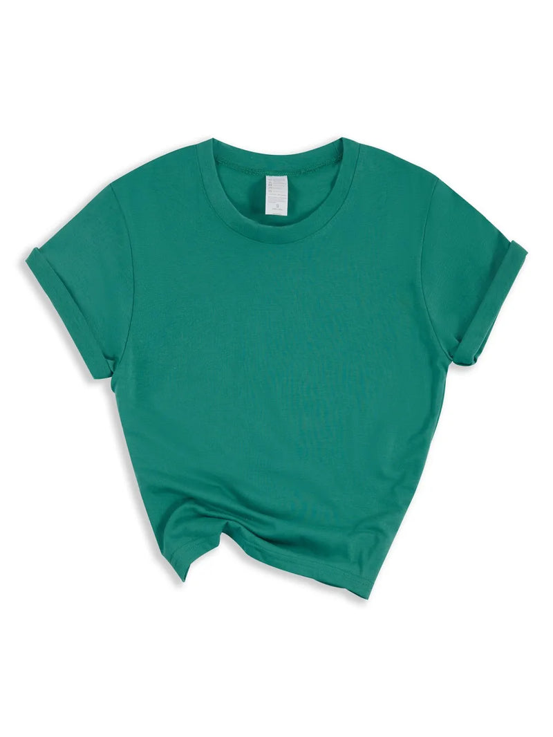Summer Solid T-Shirts Womens Basic O-Neck Soft T Shirts Casual Comfortable.