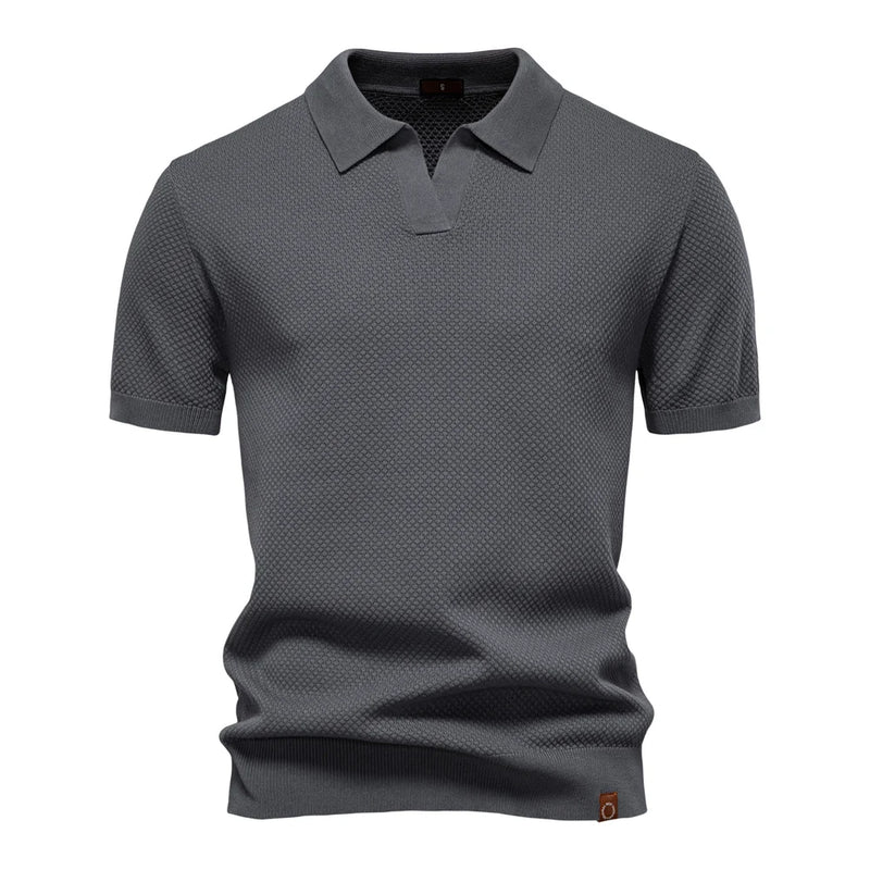 Men's Summer Breathable Polo Shirt Short Sleeve Solid Color Casual Polo.