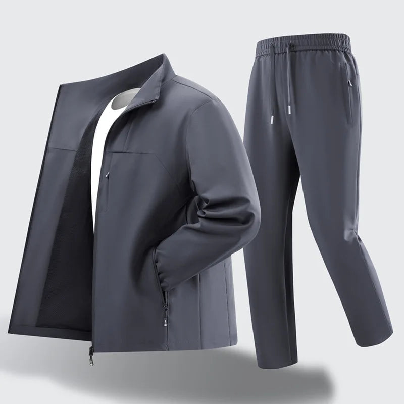 Sport Men Sportswear Spring Autumn Tracksuit 2 Piece Sets Running Suit Jacket+Pant Sweatsuit.