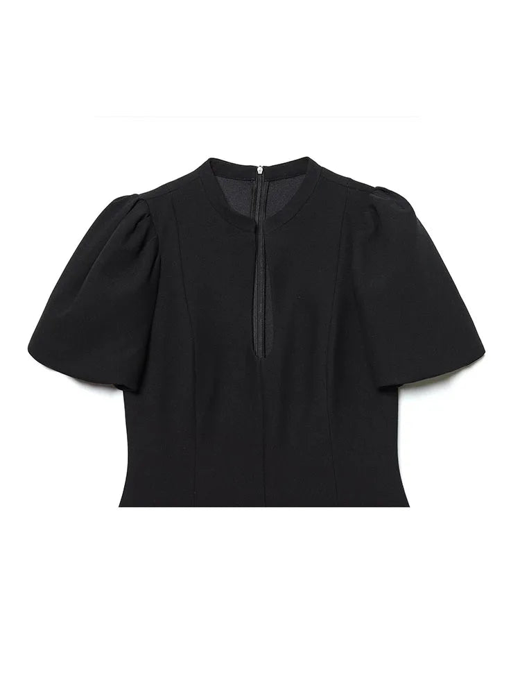 Women’s New Fashion O-Neck Puff Sleeve Short Dress.