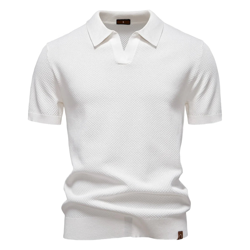 Men's Summer Breathable Polo Shirt Short Sleeve Solid Color Casual Polo.