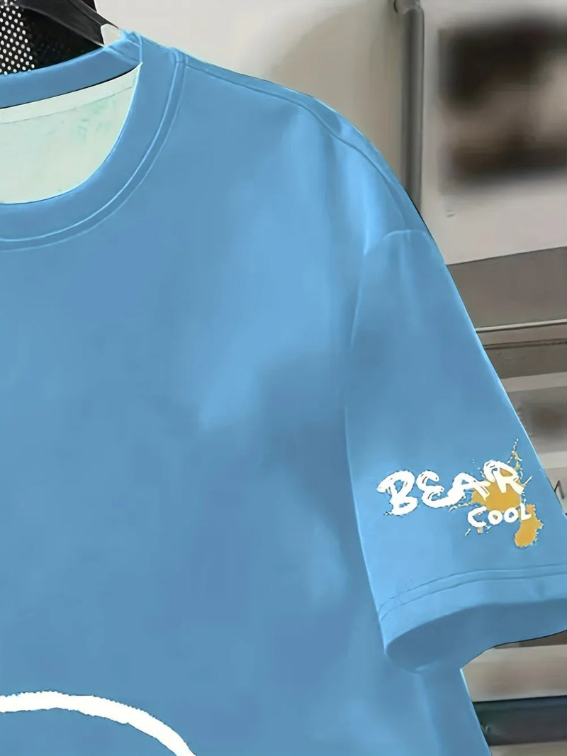 Hot selling summer men's personalized teddy bear print breathable.