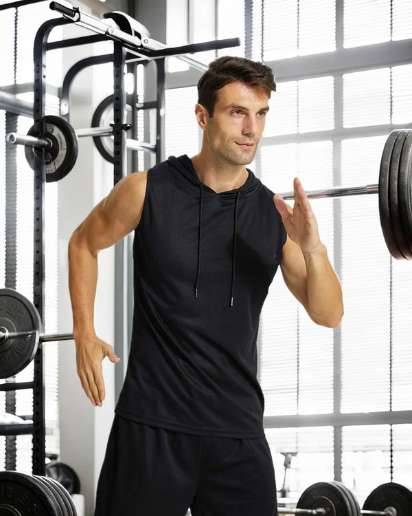 Mens Sports Tank Tops Sleeveless Hoodies for Men Set Athletic Shirt Active.