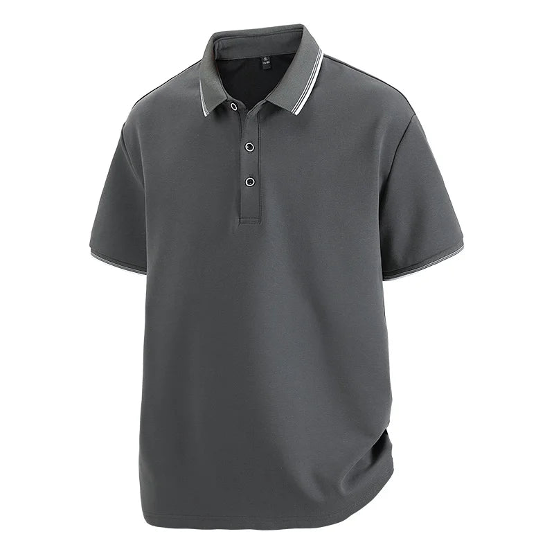 Summer Cotton Breathable Short Sleeve Collar Business Shirt Golf Man.