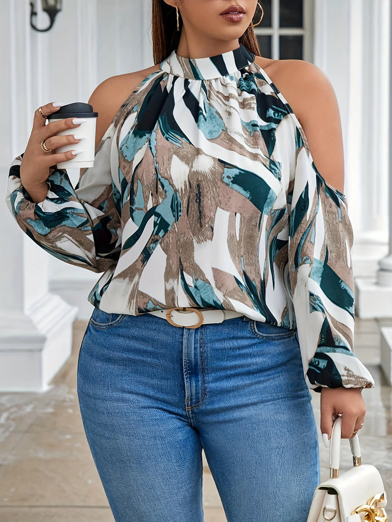 Plus Size Spring Autumn Women Elegant Halter Shirt Casual Fashion Office.