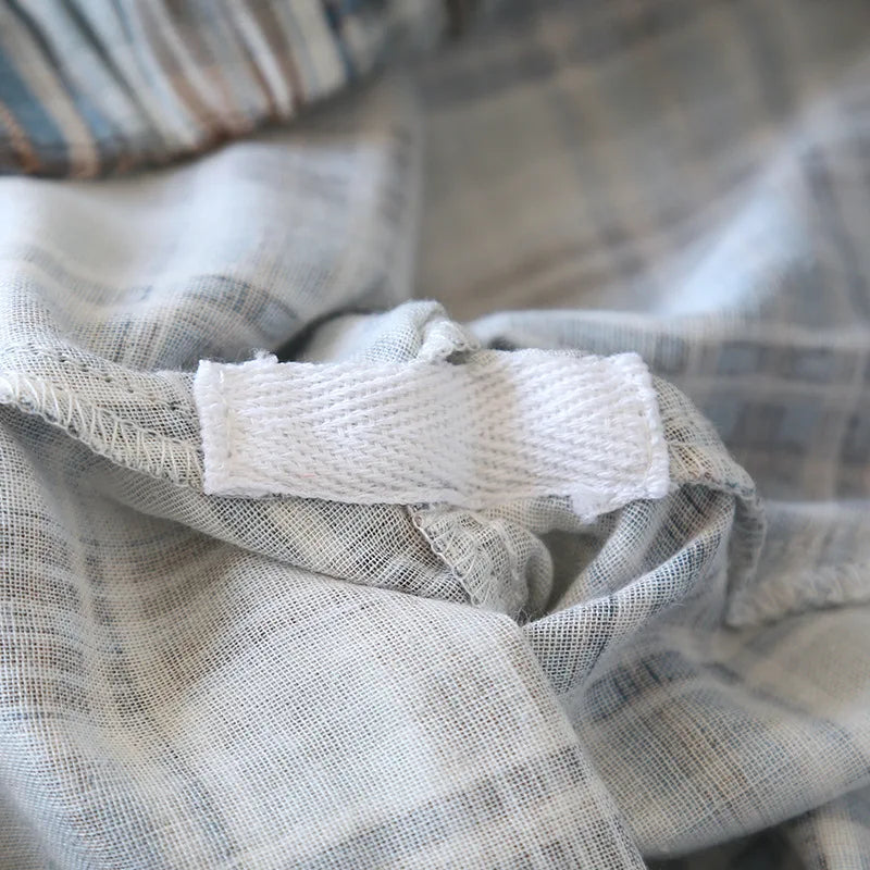 Men's Pajama Set Spring/Summer Checkered Simple Long sleeved Two Piece.