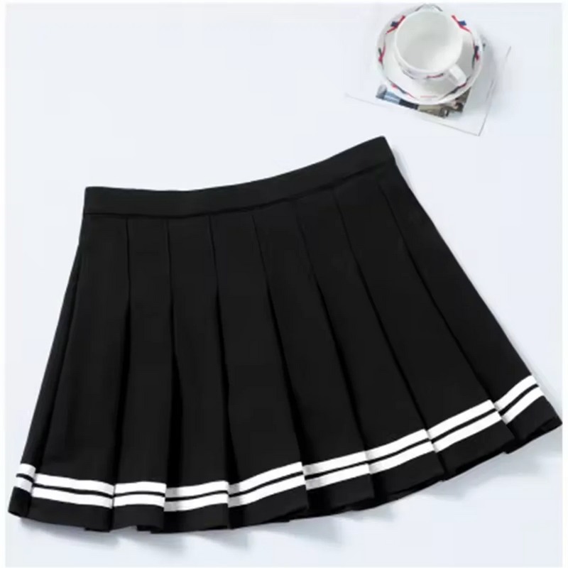 Fashion Preppy Style Pleated Skirts Women Spring Summer.