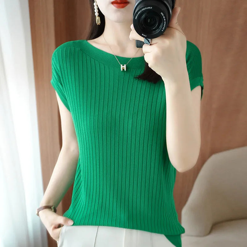 Spring Summer T-shirt Women Short Sleeves Slim.