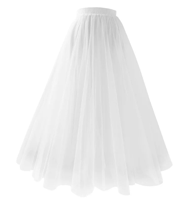New Mesh Gauze Pleated A-line Skirt Kawaii Prom Clothes for Women.