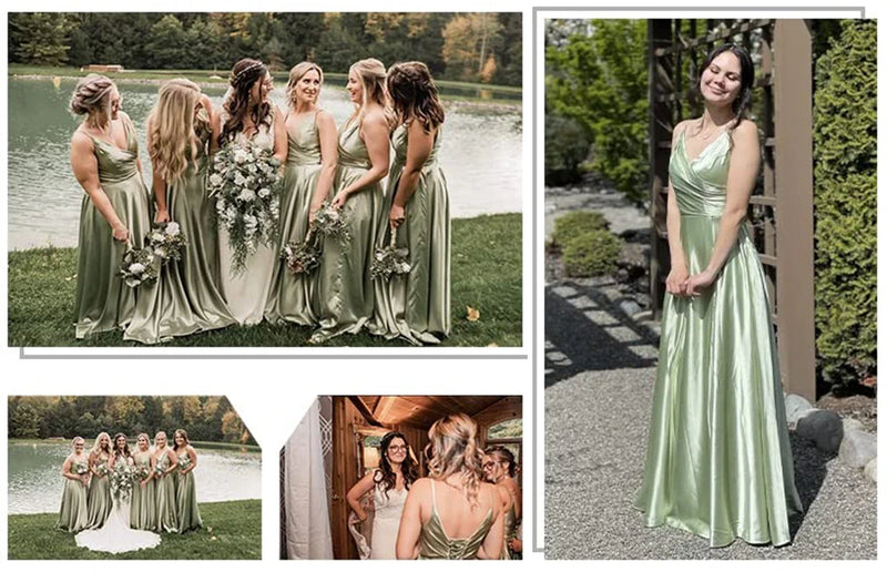 Women's A-Line Bridesmaid Dresses for Wedding Formal Satin.