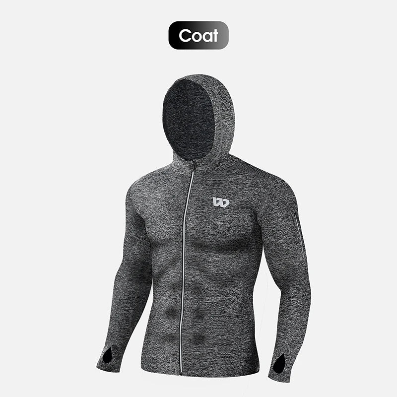 WEST BIKING 5Pcs Sport Suits Men's Compression Pants Top Shirt Long Sleeve.