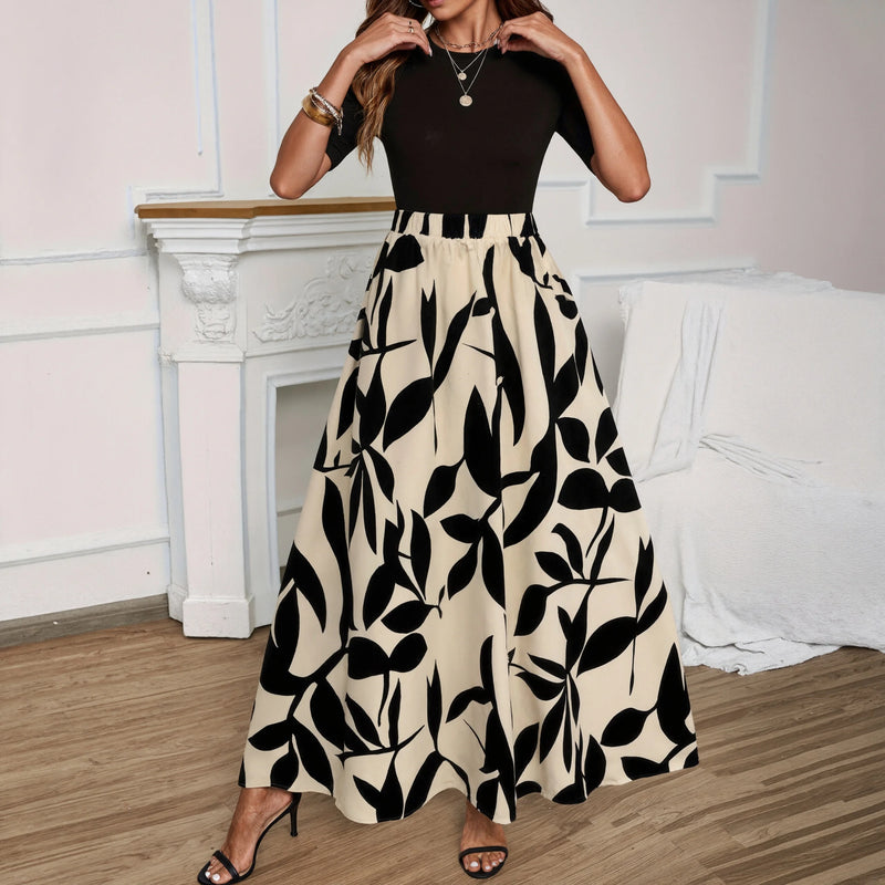 Maxi Skirt Women Summer Elastic High Waist Long Skirts Casual Beach.