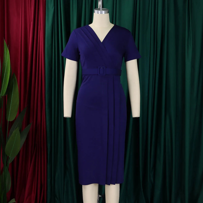 Classy Official Dresses for Ladies Elegant Bodycon Dress Short Sleeve.