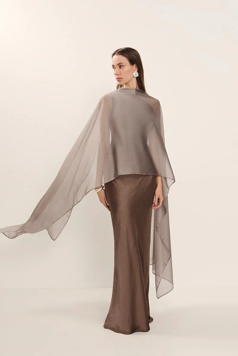 Women’s Mozision Satin Inclined Shoulder Sexy Maxi Dress.